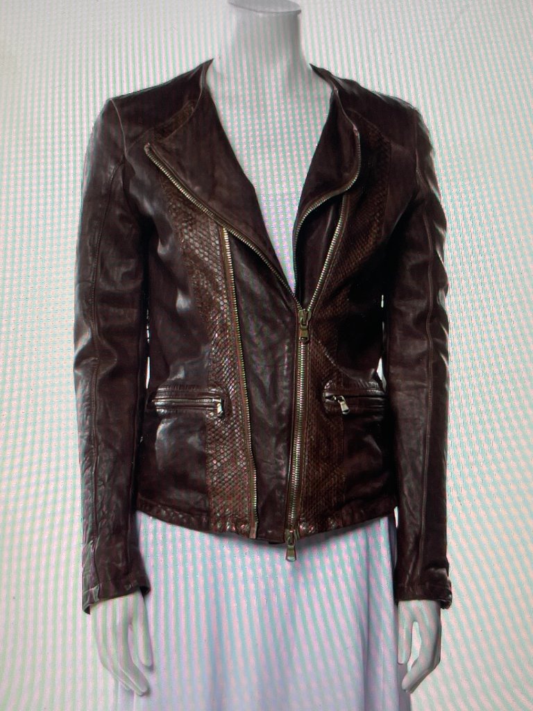 Reptile's House Brown Leather Jacket/Asymmetrical Zipper: Nwot! Size Small